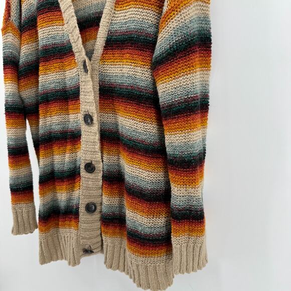 American Eagle Cardigan Striped Y2K Preppy Button Up Size Medium Rainbow Long - Picture 3 of 9